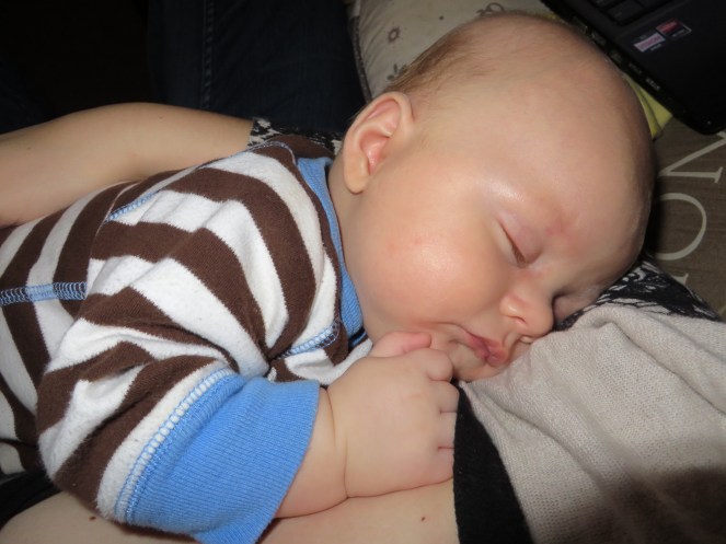 Napping on Mommy, as usual