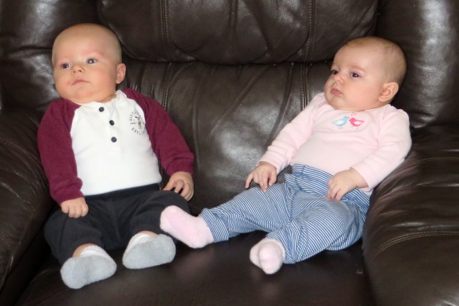 Meeting his 3rd cousin, born just a few weeks after him