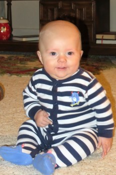 Sitting like a big boy!