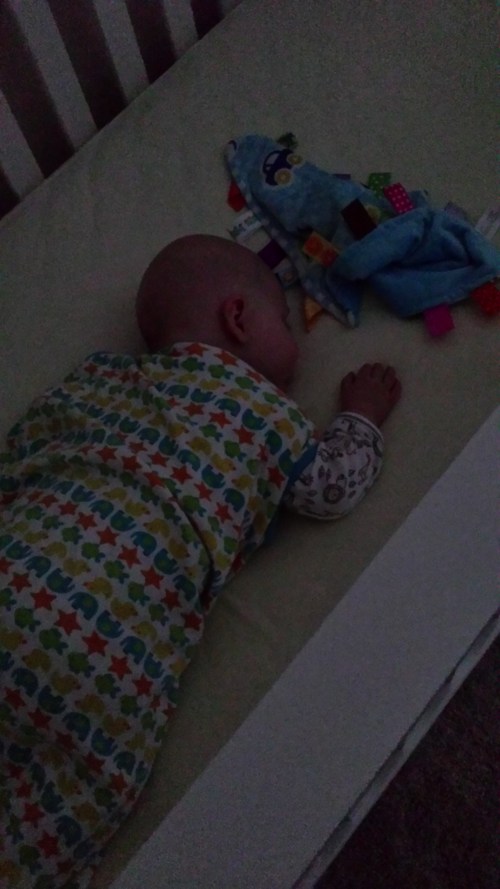 I was shocked to see our anti-tummy time baby sleeping on his belly one night!