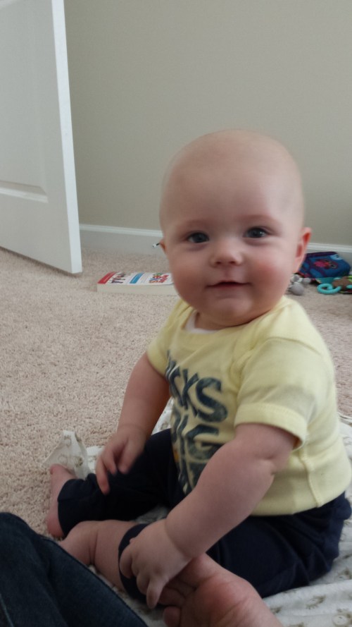 Wearing his "Chicks Dig Me" shirt Easter weekend