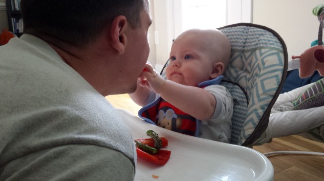Sharing food with Daddy
